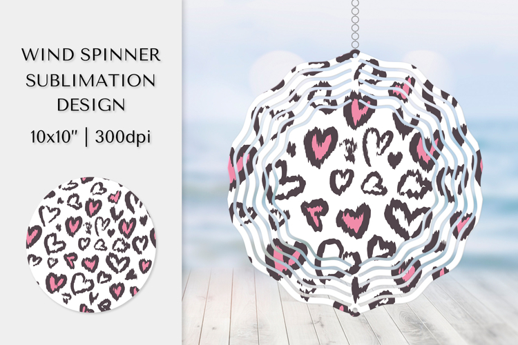 Heart Leopard Wind Spinner Sublimation. Valentines Design 09