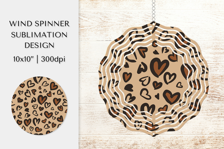 Heart Leopard Wind Spinner Sublimation. Valentines Design 10