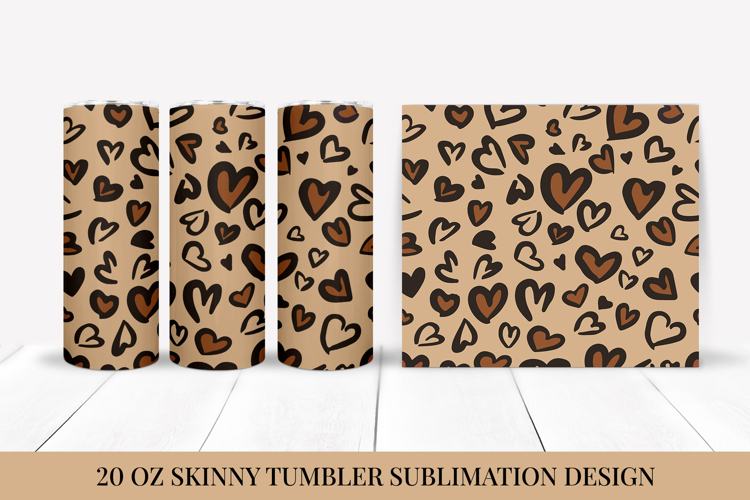 Heart Leopard Tumbler Wrap Sublimation. Valentines Design 10
