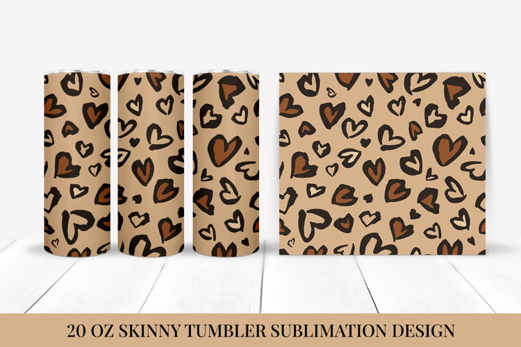 Heart Leopard Tumbler Wrap Sublimation. Valentines Design 11