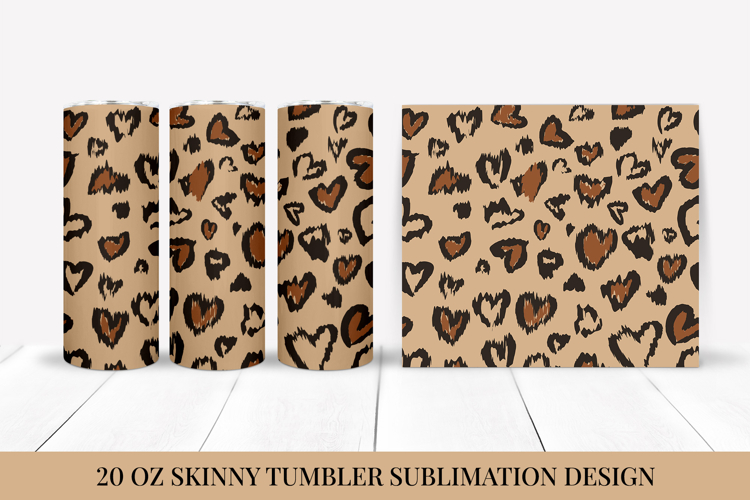 Heart Leopard Tumbler Wrap Sublimation. Valentines Design 12