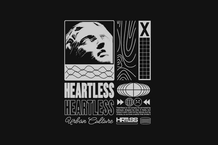 Hearthless Urban Streetwear Brutalism T-shirt Design
