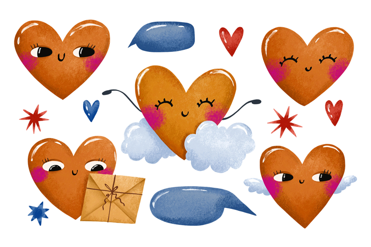 Cartoon Hearts Characters for Valentine Day Cartoon