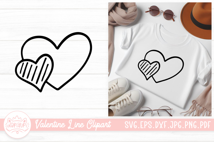 Hearts Outline SVG Element For Valentines Day Clipart