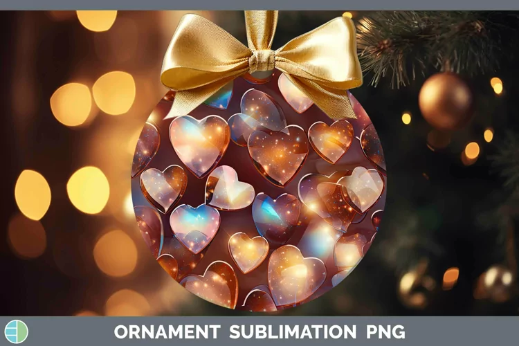 Hearts Brown 01 Ornament Sublimation Bauble Designs