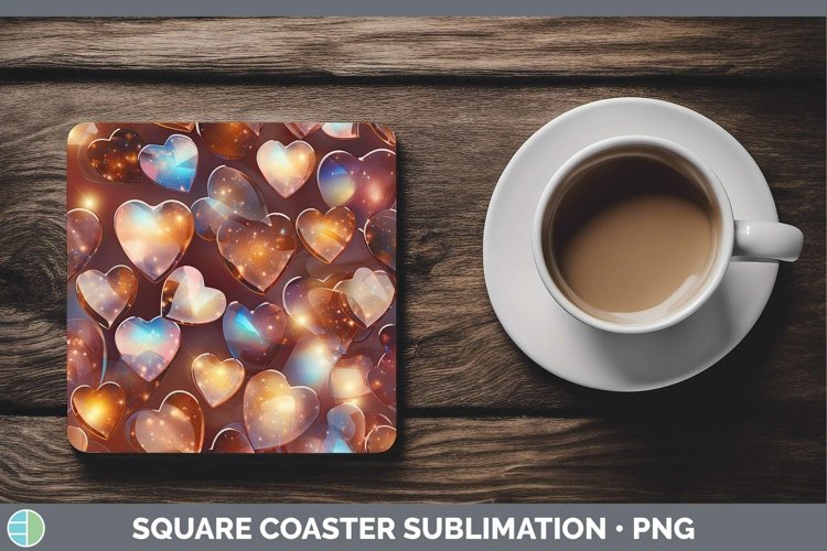 Hearts Brown 01 Square Coaster Sublimation Coaster Designs