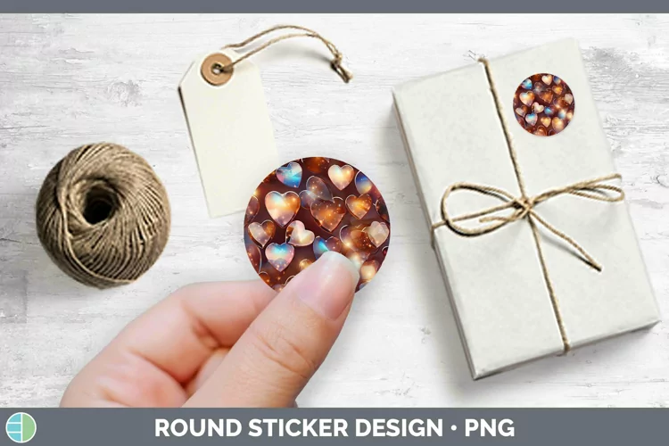 Hearts Brown 01 Stickers | Round Labels Designs