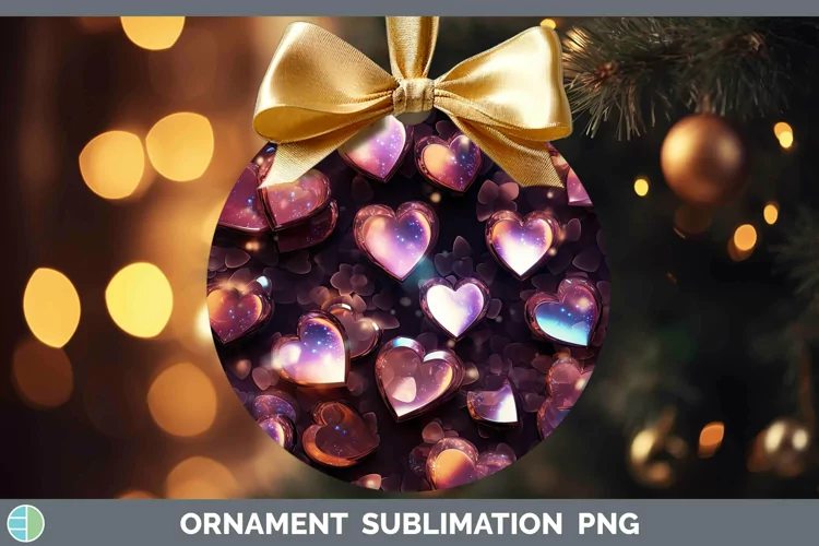 Hearts Brown 02 Ornament Sublimation Bauble Designs