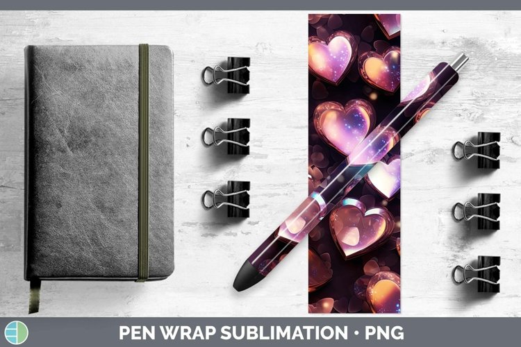 Hearts Brown 02 Pen Wrap Sublimation Epoxy Pen Designs