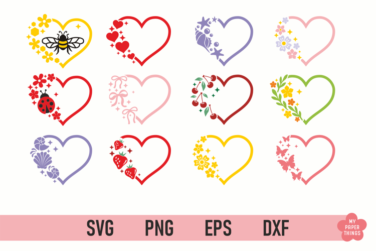 Heart Svg, Heart Frames, Summer cut files