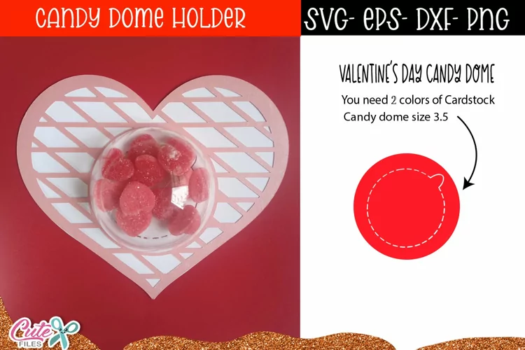Heart Candy Dome SVG Cut File | Valentines day SVG Paper Cut