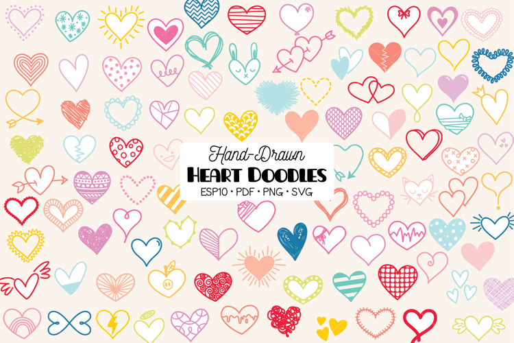 Hearts Colorful Hand Drawn Valentine Icon | Love Doodles