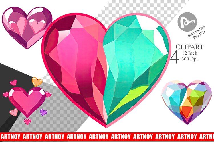 Hearts Gemstones Clipart