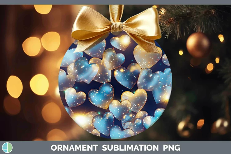 Hearts Gold Ornament Sublimation Bauble Designs