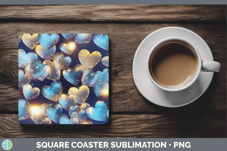 Hearts Gold Square Coaster Sublimation Coaster Designs