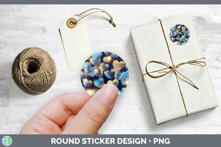 Hearts Gold Stickers | Round Labels Designs