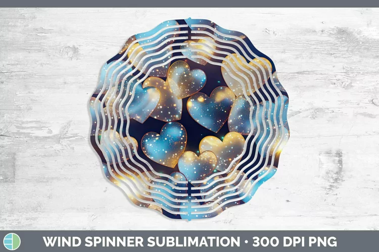 Hearts Gold Wind Spinner Sublimation Spinner Designs