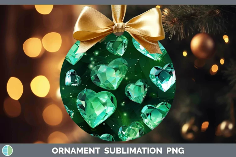 Hearts Green 01 Ornament Sublimation Bauble Designs