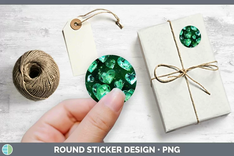 Hearts Green 01 Stickers | Round Labels Designs
