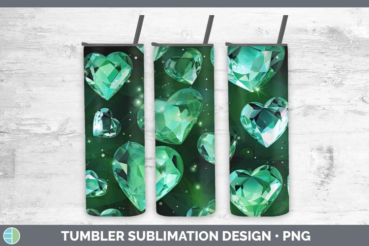 Hearts Green 01 Tumbler Sublimation 20 oz Skinny Tumbler Des