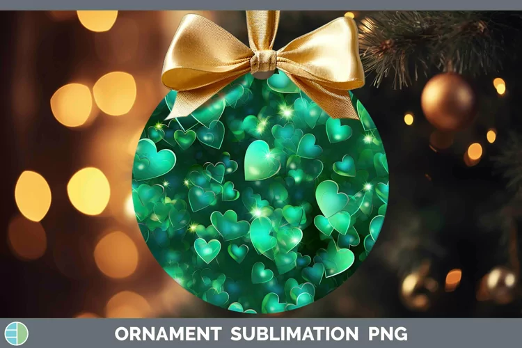 Hearts Green 02 Ornament Sublimation Bauble Designs