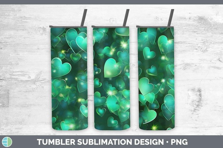 Hearts Green 02 Tumbler Sublimation 20 oz Skinny Tumbler Des