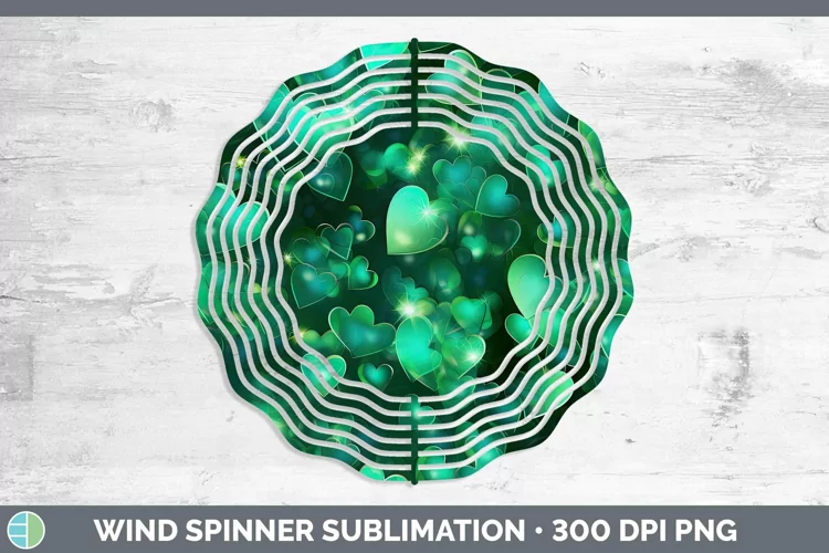Hearts Green 02 Wind Spinner Sublimation Spinner Designs