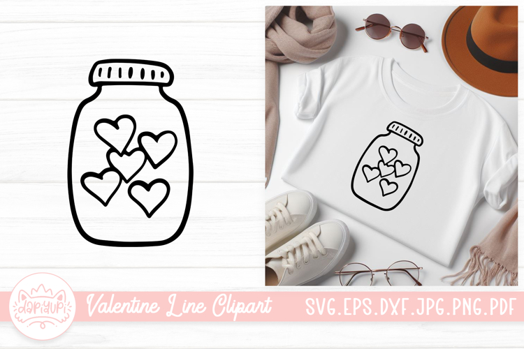 Heart In Jar Outline SVG Element For Valentines Day Clipart