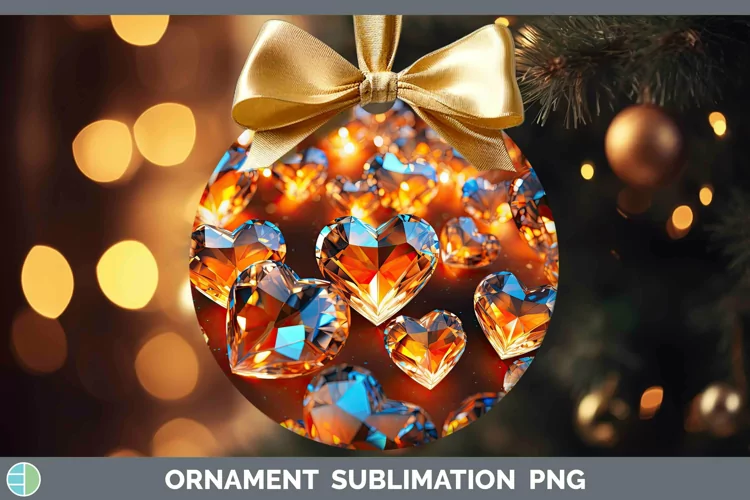 Hearts Orange 01 Ornament Sublimation Bauble Designs