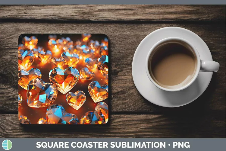 Hearts Orange 01 Square Coaster Sublimation Coaster Designs