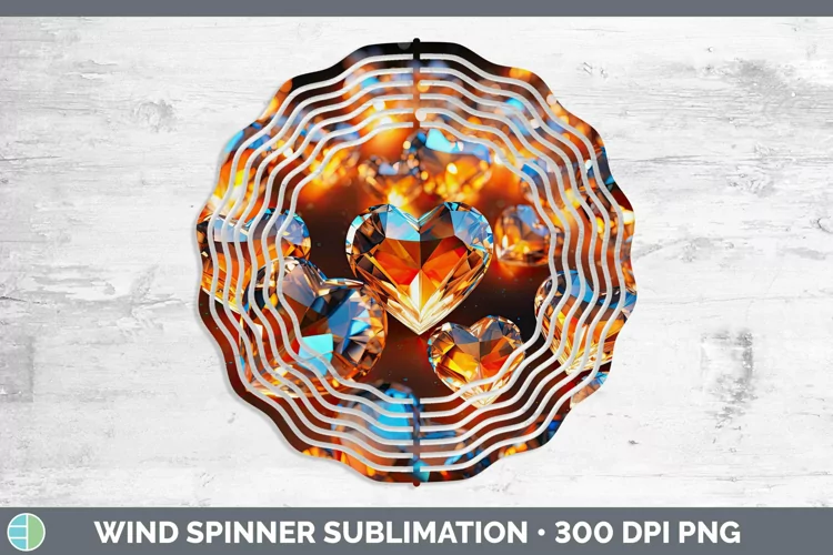 Hearts Orange 01 Wind Spinner Sublimation Spinner Designs