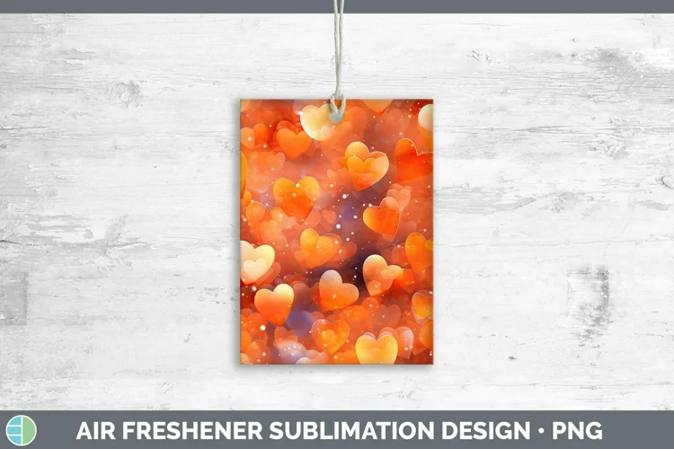 Hearts Orange 02 Air Freshener Sublimation Car Freshener Des