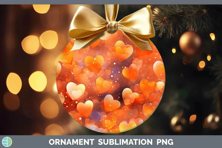 Hearts Orange 02 Ornament Sublimation Bauble Designs