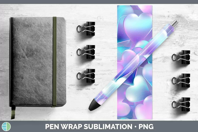 Hearts Rainbow Pen Wrap Sublimation Epoxy Pen Designs