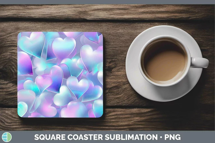 Hearts Rainbow Square Coaster Sublimation Coaster Designs