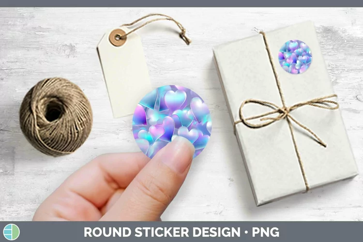 Hearts Rainbow Stickers | Round Labels Designs
