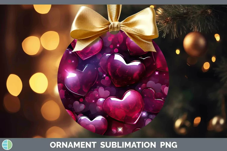 Hearts Red 02 Ornament Sublimation Bauble Designs