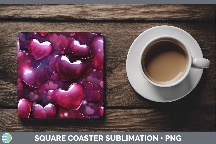 Hearts Red 02 Square Coaster Sublimation Coaster Designs