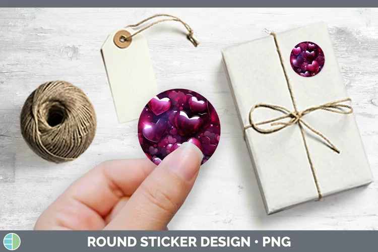 Hearts Red 02 Stickers | Round Labels Designs