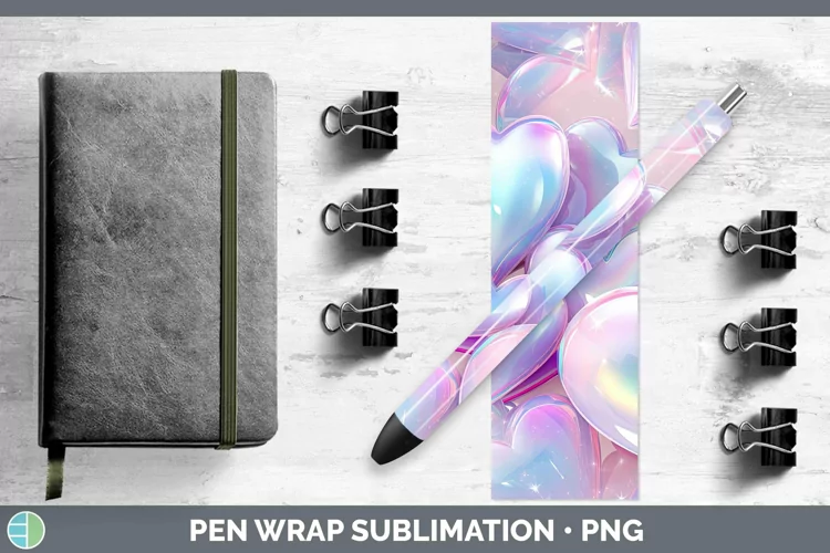 Hearts Silver Pen Wrap Sublimation Epoxy Pen Designs