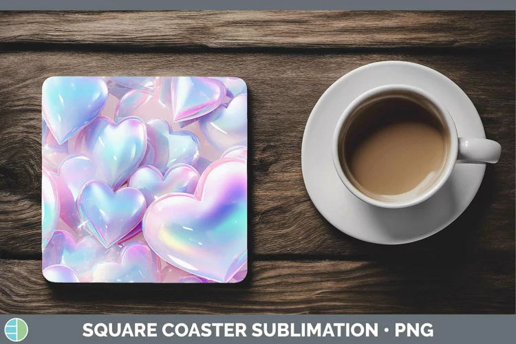 Hearts Silver Square Coaster Sublimation Coaster Designs