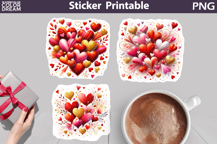 Red Hearts Sticker | Valentine Sticker Printable