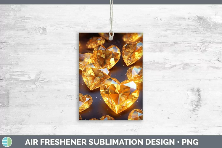Hearts Yellow 01 Air Freshener Sublimation Car Freshener Des