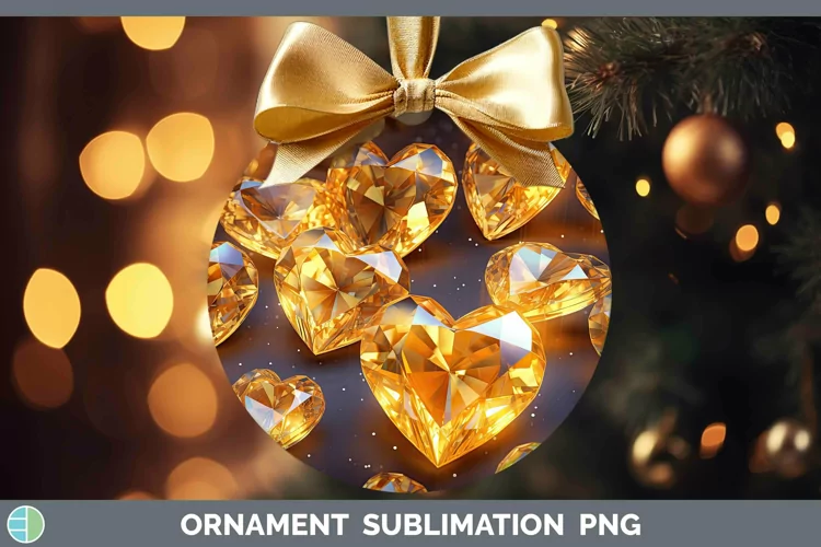 Hearts Yellow 01 Ornament Sublimation Bauble Designs