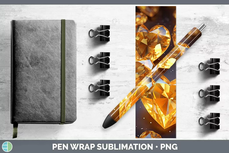Hearts Yellow 01 Pen Wrap Sublimation Epoxy Pen Designs
