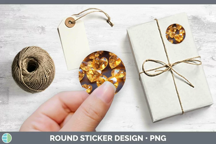 Hearts Yellow 01 Stickers | Round Labels Designs