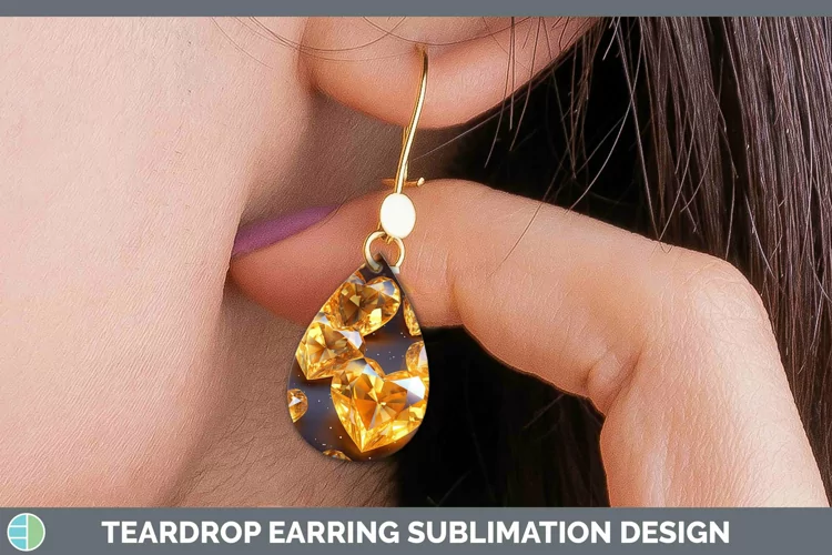 Hearts Yellow 01 Teardrop Earrings Sublimation Earrings Desi