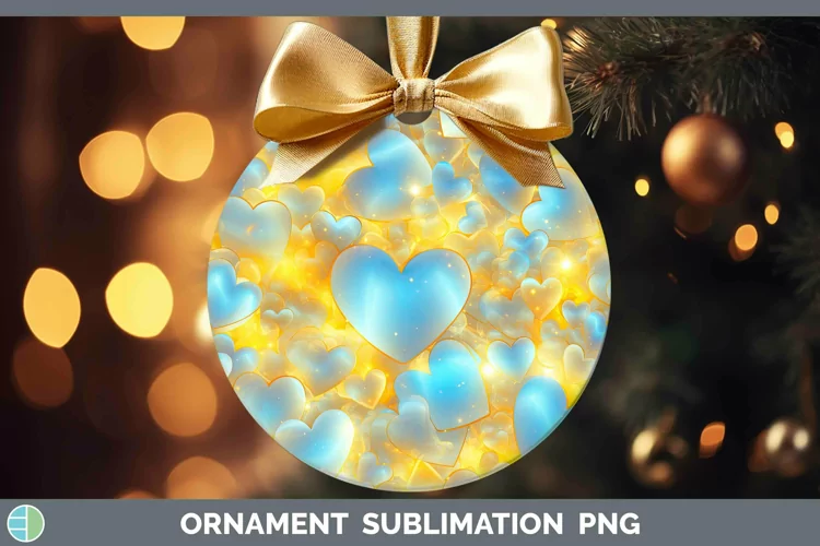 Hearts Yellow 02 Ornament Sublimation Bauble Designs