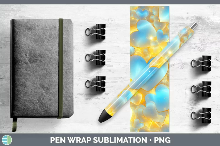 Hearts Yellow 02 Pen Wrap Sublimation Epoxy Pen Designs