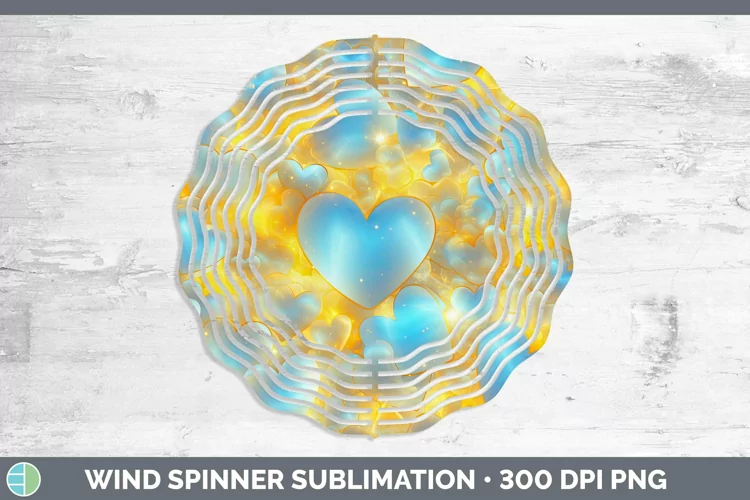 Hearts Yellow 02 Wind Spinner Sublimation Spinner Designs